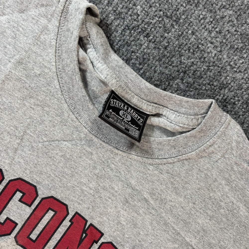 Wisconsin Badgers Shirt Mens xl Gray NCAA College Steve & Barry's Graphic Tee - Picture 2 of 6